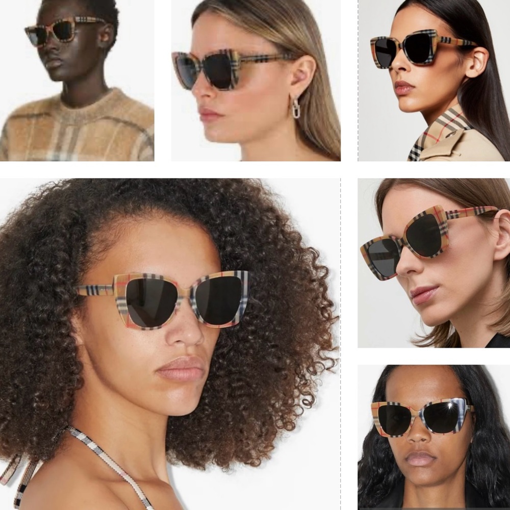 CLASSIC BURBERRY CAT- EYE FRAME SUNNIES IN THEIR CHECK PATTERN SIGNATURE STYLE - Picture 1 of 16